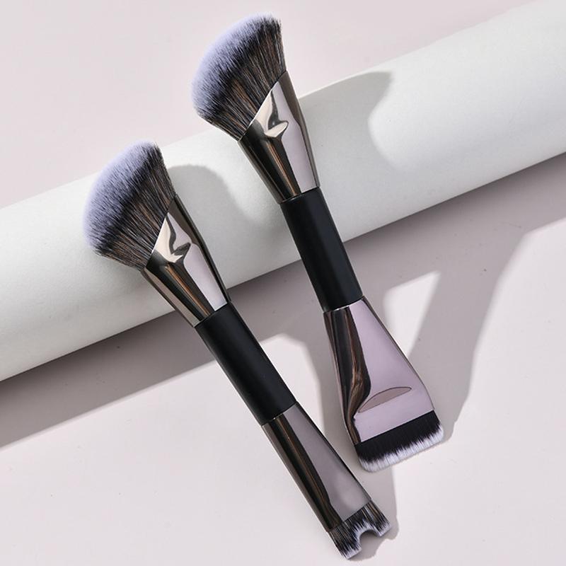Double Head Makeup Brush Powder Blusher Brush Foundation Brush U-Shaped Nose Shadow Contour Brush Multifunctional Beauty Tool