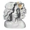Decorative Female Bust Planter with Textured Hair and Layered Neck Rings Resin Sculpture Indoor Outdoor Pot Holder
