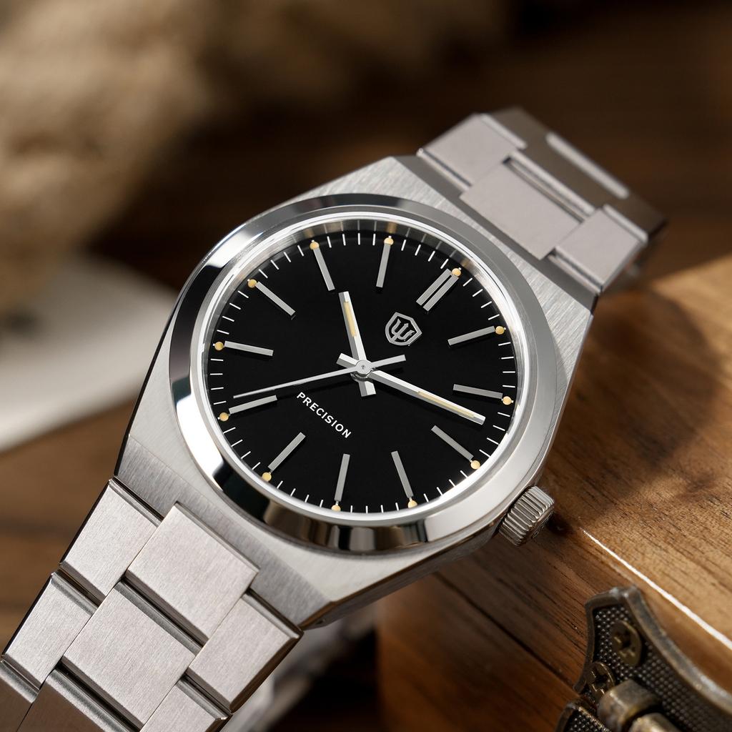 Watchdives WD0012B Watch VH31 Sweep Quartz 37mm Slim 9.35mm Sapphire AR 100M Water Resistant Super-LumiNova BGW9 Watches