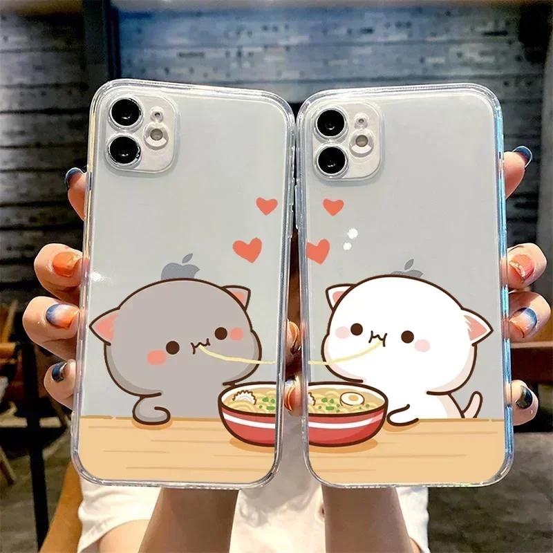 Funny Couple Cats Funda Phone Case For iPhone 17 16 15Pro Max 11 12 13 14Pro Plus Shockproof Coque Iphone Shell Bumper