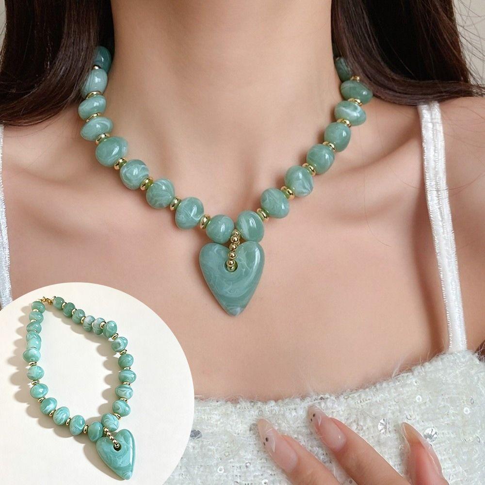 Beads Beaded Necklace Bohemian Style Pendant Jewelry New Heart Pendant Necklace Party Accessory