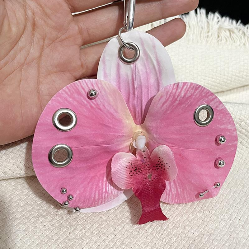 Women Girls Simulation Flowers Personality Artificial Butterfly Orchid Gift Alloy Fashion Accessories Pendant Ornament 5 Colors
