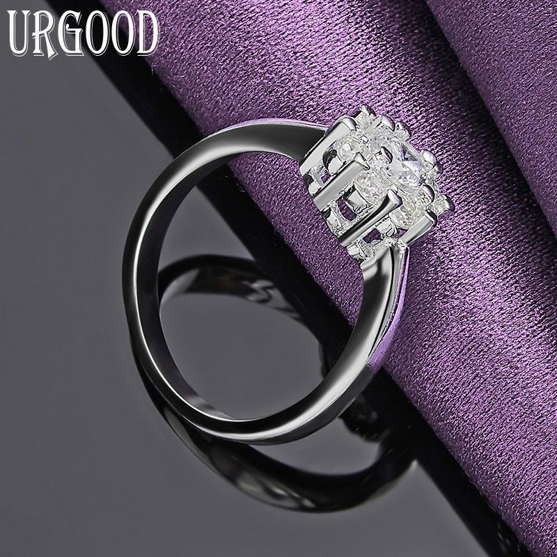 925 Sterling Silver Fashion AAA Zircon Ring Beautiful Gift Jewelry