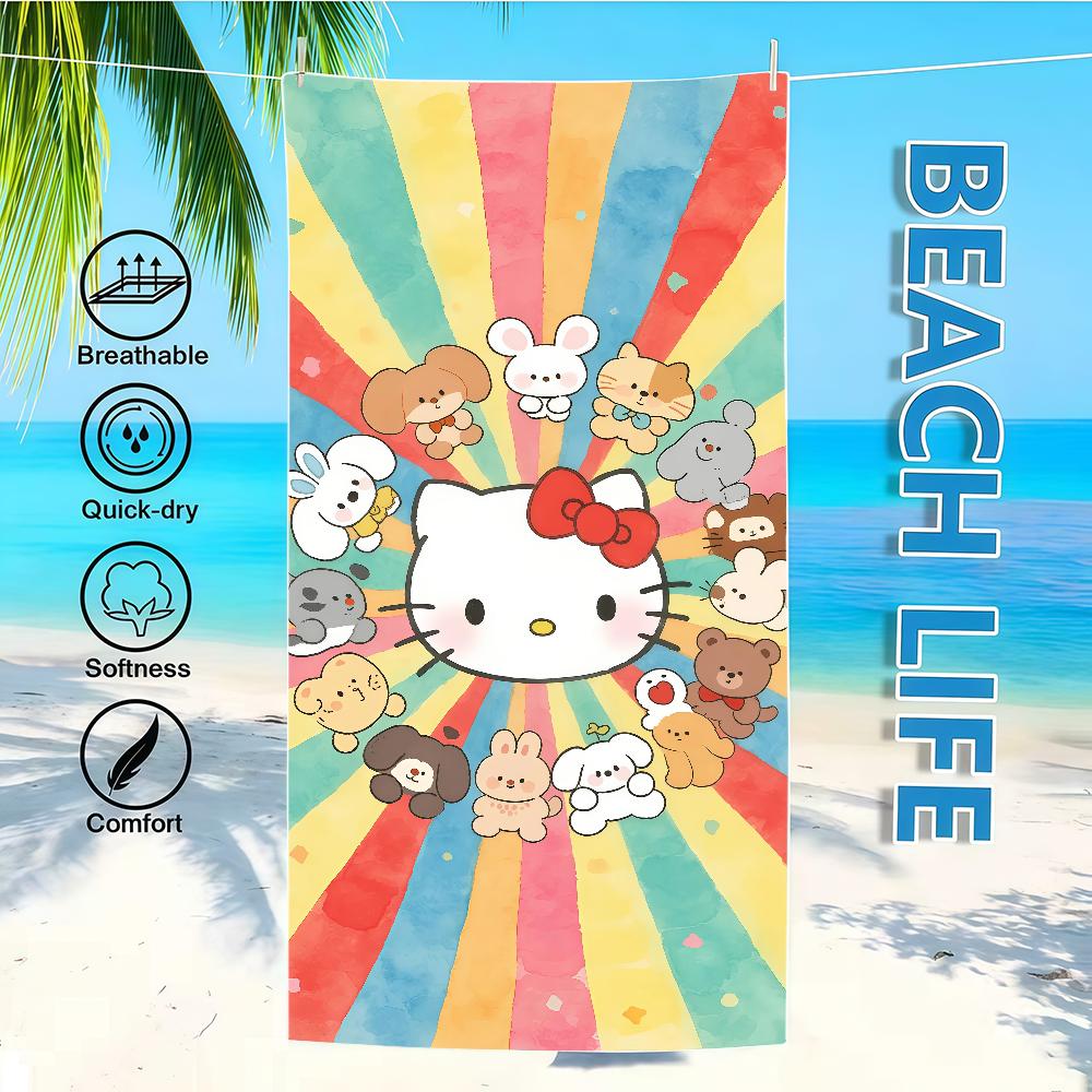 

Towel Textile SRO H-HelloS-ES Bathrobe Beach Quick-Drying Lightweight Portable Camping Swim Animal Pool K-KittyS-ES Travel W40*H60(CM)