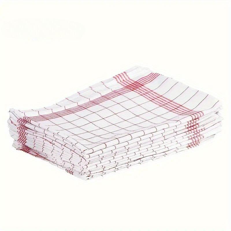 1-10pcs Kitchen Tea Towels Plaid Rags Grid Towel Cotton Stripes Checkered Kitchen Towels Dining Room Supplies