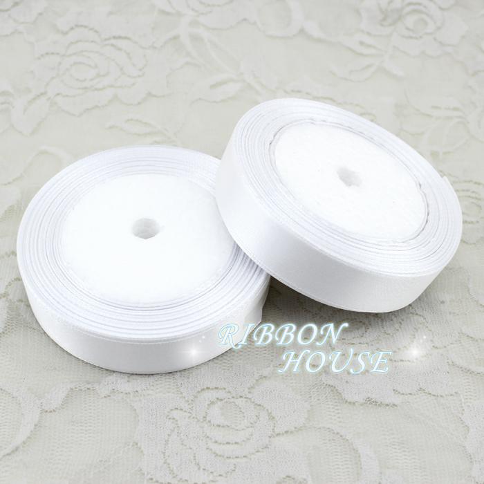 (25 yards/roll) 3/4" (20mm) White Single Face Satin Ribbon Webbing Decoration Gift Christmas Ribbons