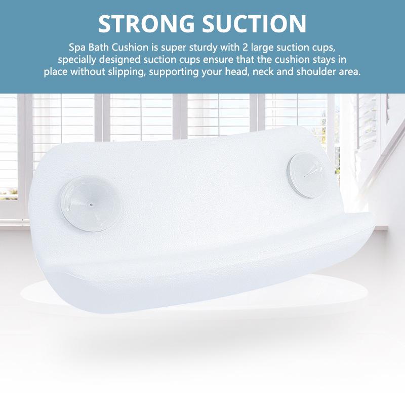 Comfortable SPA Bathtub Pillow Neck Support Cushion with Suction Cups Waterproof Headrest for Bathroom Relaxation