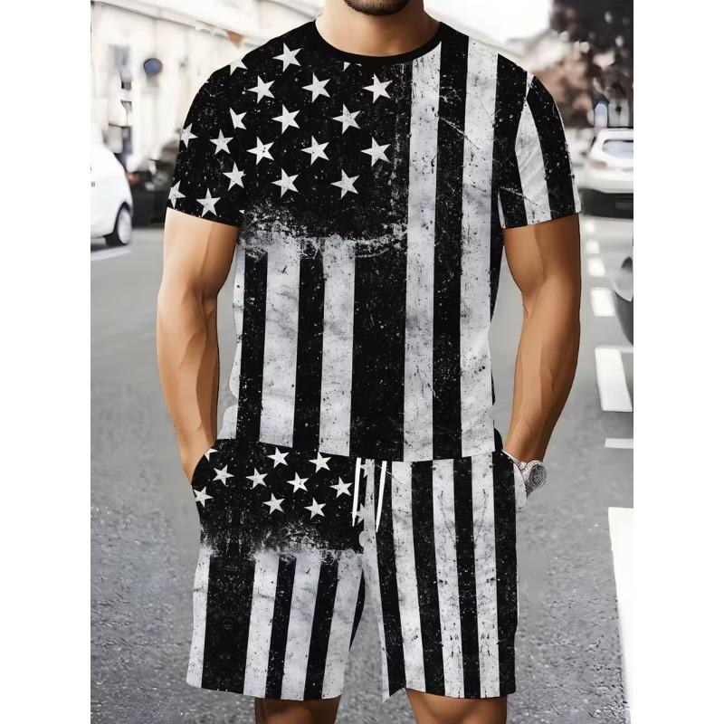 

Summer men s outdoor quick-drying short-sleeved T-shirt + shorts set S