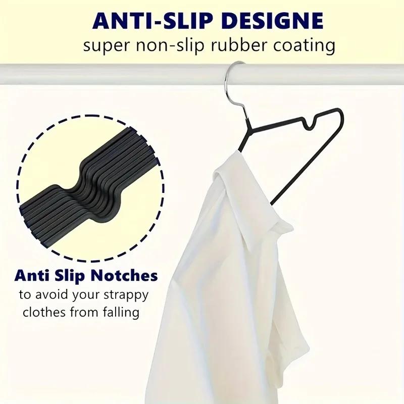 Non-Slip Coated Metal Suit Coat Hangers Heavy Duty Clothes Hangers Metal Shirt Jacket Hanger with Round Notches for Dress