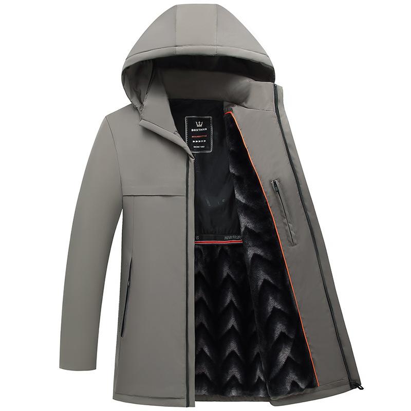 Palton de bumbac pentru bărbați, pluș gros, palton pentru bărbați cu glugă, cald, de iarnă