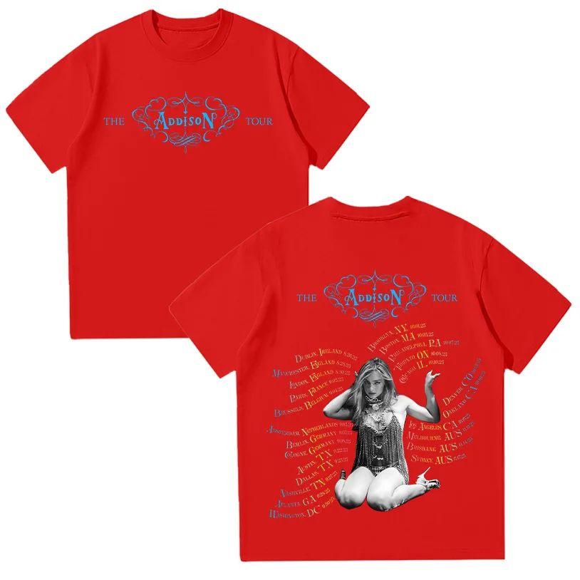 Vintage Y2k Tops The Addison Rae Tour 2025 T Shirt Addison Rae Album Merch TShirts Fashion Print Cotton Short Sleeve Unisex
