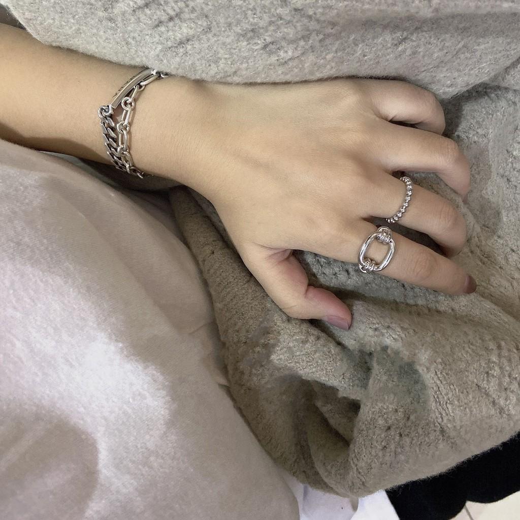 Eleganter Koreanischer Design 925er Sterlingsilber Minimalistischer Geometrischer Offener Ring Für Damen