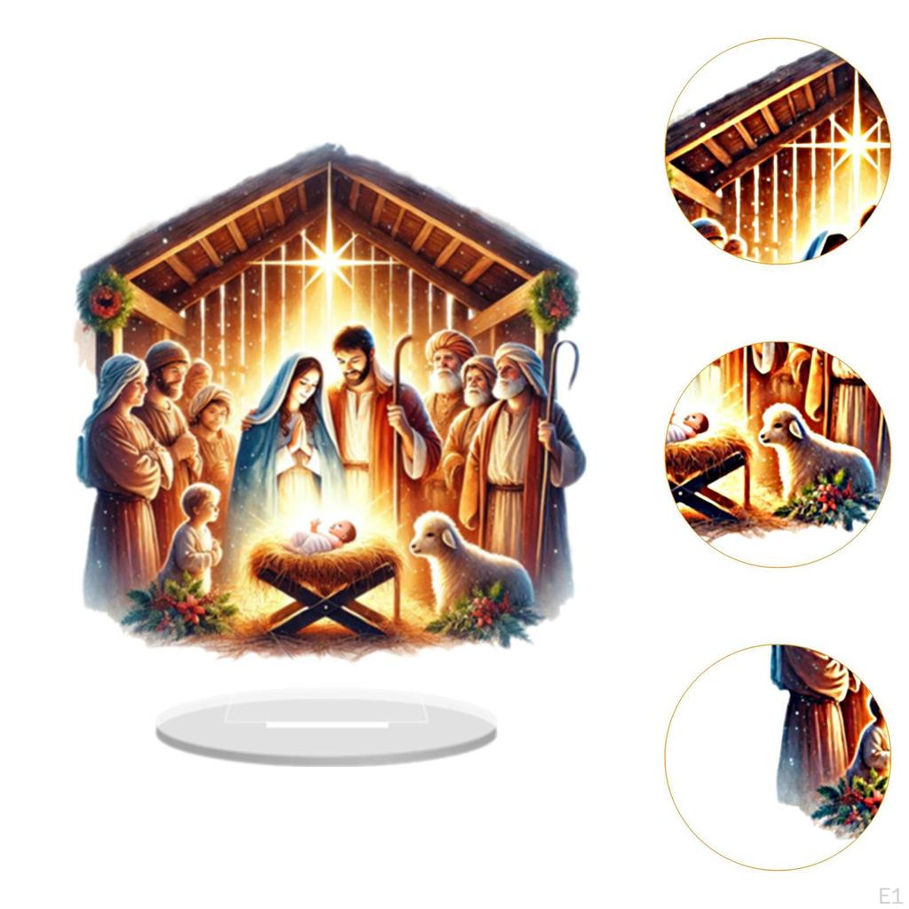 Nativity Acrylic Sign Tabletop Decoration Art Craft Centerpiece Christmas Gift Decorative Plaque for