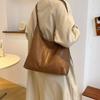 Retro Commute Shoulder Bag Solid Color Women's Underarm Bag Temperament Pu Leather Tote Bag  Girls