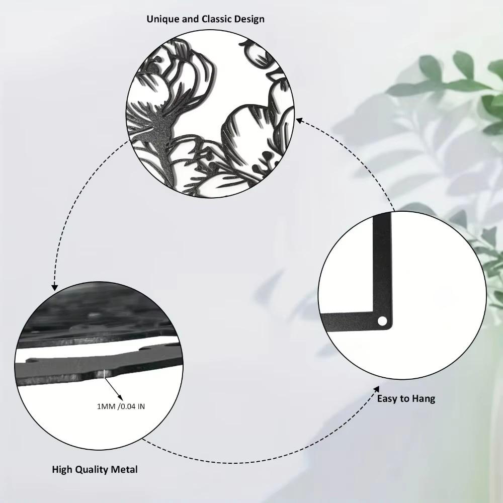 Настенный декор из 3-х металлических цветов персика - квадратное искусство для офиса — фото 8