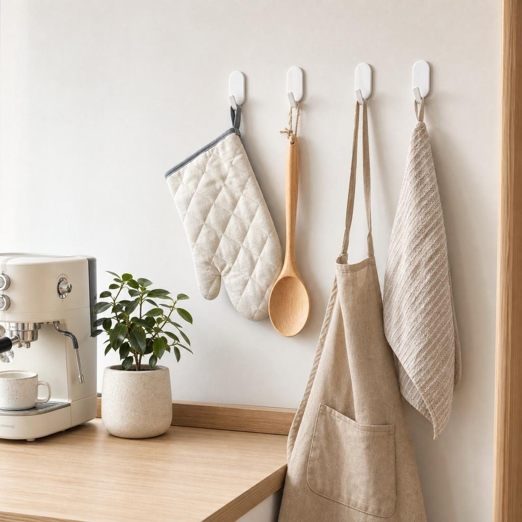 Kitchen Wall Hooks Self-Adhesive No Drilling, for Hanging Spatulas Ladles and Utensils, Saving