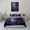Gothic Purple Moon Witch Stained Glass Print 3Pc Bedding Set Soft Microfiber Bedding Set For Dark Aesthetic & Witchy Room Decor