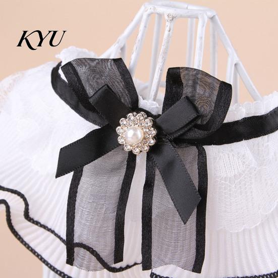 Lace Ruffle Cat Collar Collar, Elegant Pet Bandana Bib with Bow Knot, Retro Puppy Formal Neckwear Cute Princess for Cats Small Dogs Wedding
