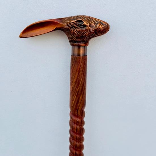 91.44 Cm Walking Stick with Rabbit Head Handle, Luxury Wooden Brass Stick Best Giftsfor Men, Women