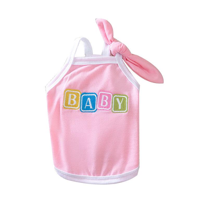 Summer Thin Cat Clothes Macaron Bow Suspender Blue Cat Kitten Small and Medium Dog Pet Clothing