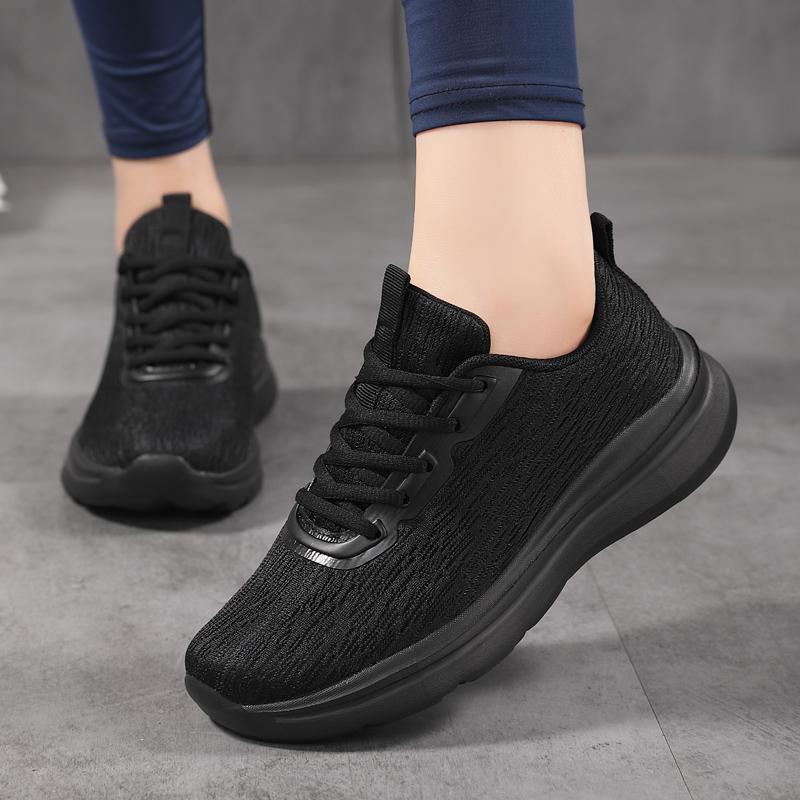 White Women Lightweight Sneakers Outdoor Running Sport Shoes Female Mesh Breathable Trainning Shoes White Flat Walking Shoes 44