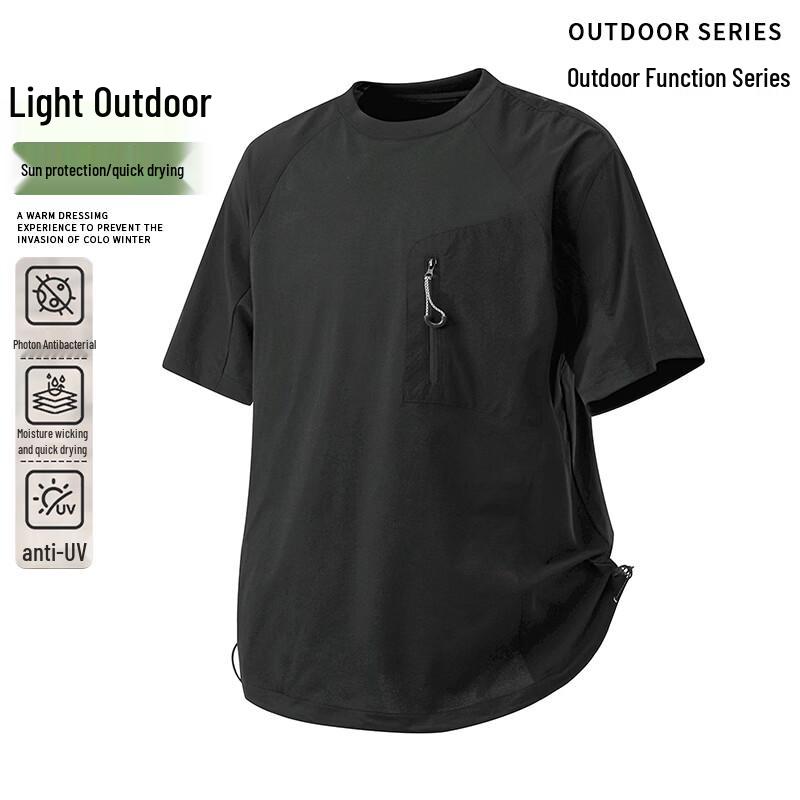 MEDE Colorblock Zip Pocket Short Sleeve T-Shirt L