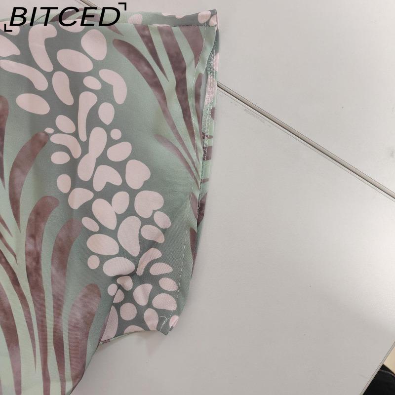 BITCED Damenmode Eng anliegend Bedruckt Gedreht Mittlere Taille Sinnlich V-Ausschnitt Frühling Kleid