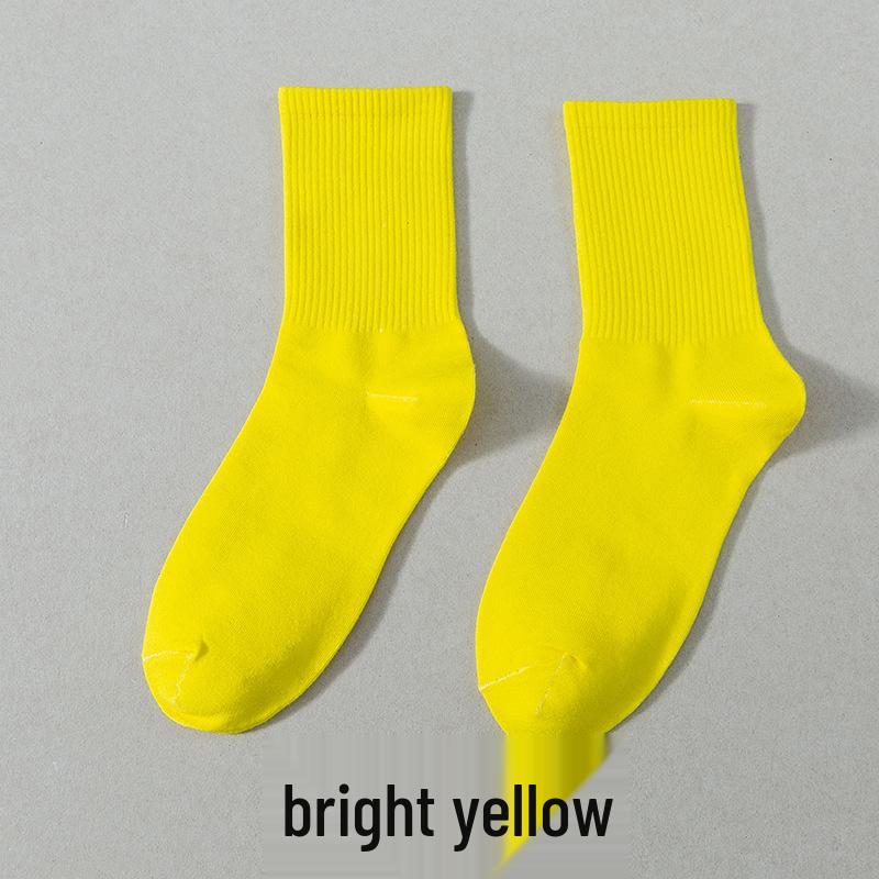 Zhuji Women's Colorful Mid-Calf Socks - Fashionable Candy Colors for Spring & Autumn, Versatile Japanese Style Trendy Solid Socks