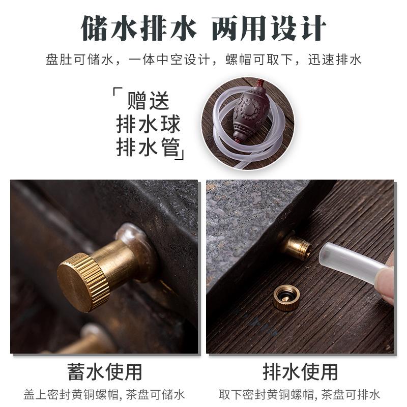 Teeablage Keramik Tee Serviertablett mit Abtropffläche Retro Lotusmuster Untersetzer Teetisch Box mit Wasserspeicher für Kungfu Set