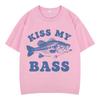 Retro Fishing T Shirt Kiss My Bass Funny Meme Tshirt Unisex Unisex Fashion Clothing T Shirt Summer Cotton Casual Tshirts Streetwear