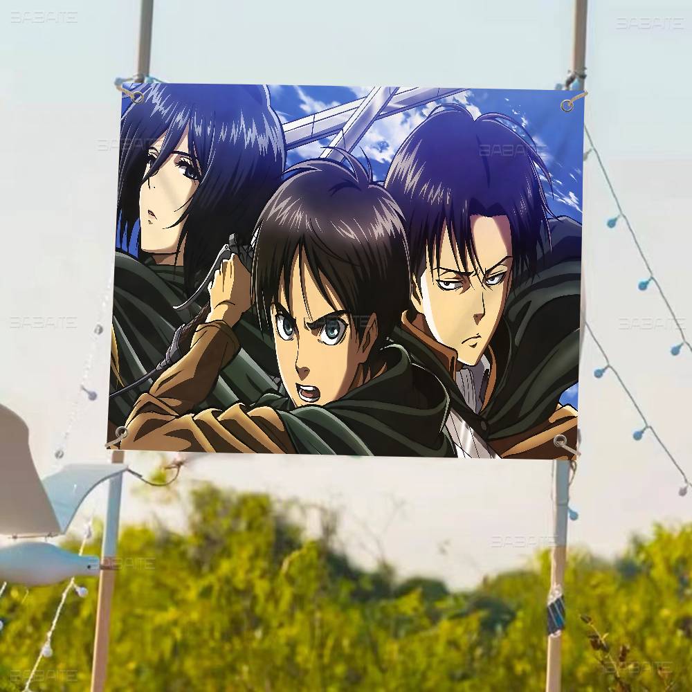 AAttack On Titan Anime Small Size Cheerleading Banner Hand Pulled Flag Outdoor Atmosphere Flags