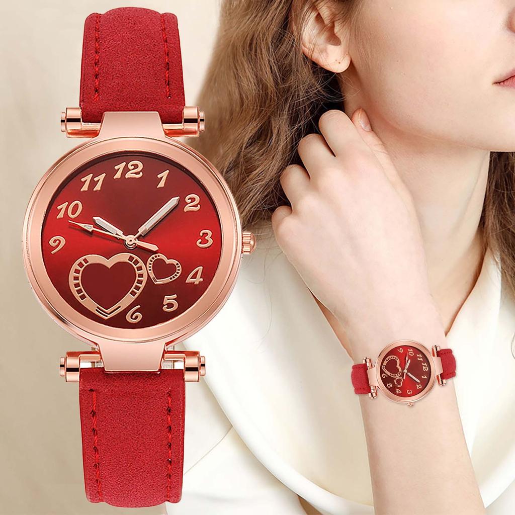 Love Ladies Watch Leather Strap Analog Quartz Fashion Temperament Ladies Watch