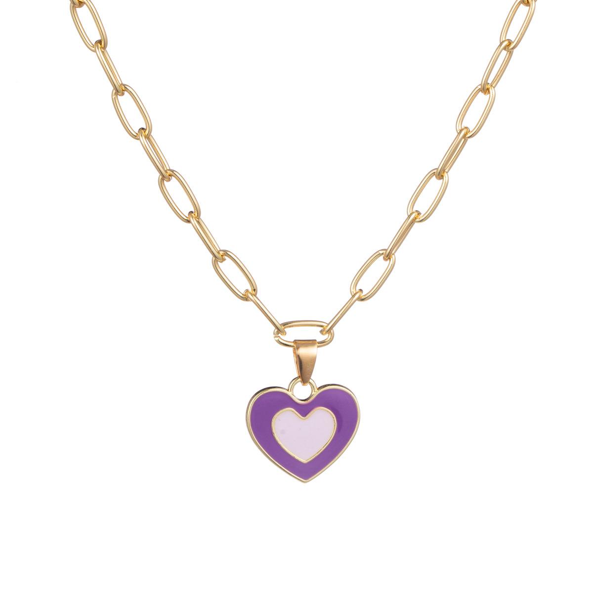 

Chic Two Tone Heart Shape Necklace Elegant Womens Accessory For Everyday Wear фіолетовий