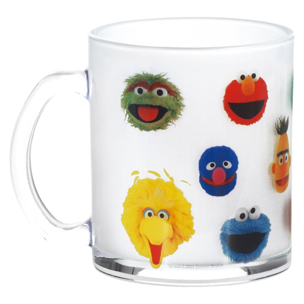 Sesame Street 8 X 10cm Birthday Made In Product Number 535102 "Photo" Mug, Glass, Approx. Diameter, Face, Tableware, Sesame, Gift, Gift, Clear, Japan,