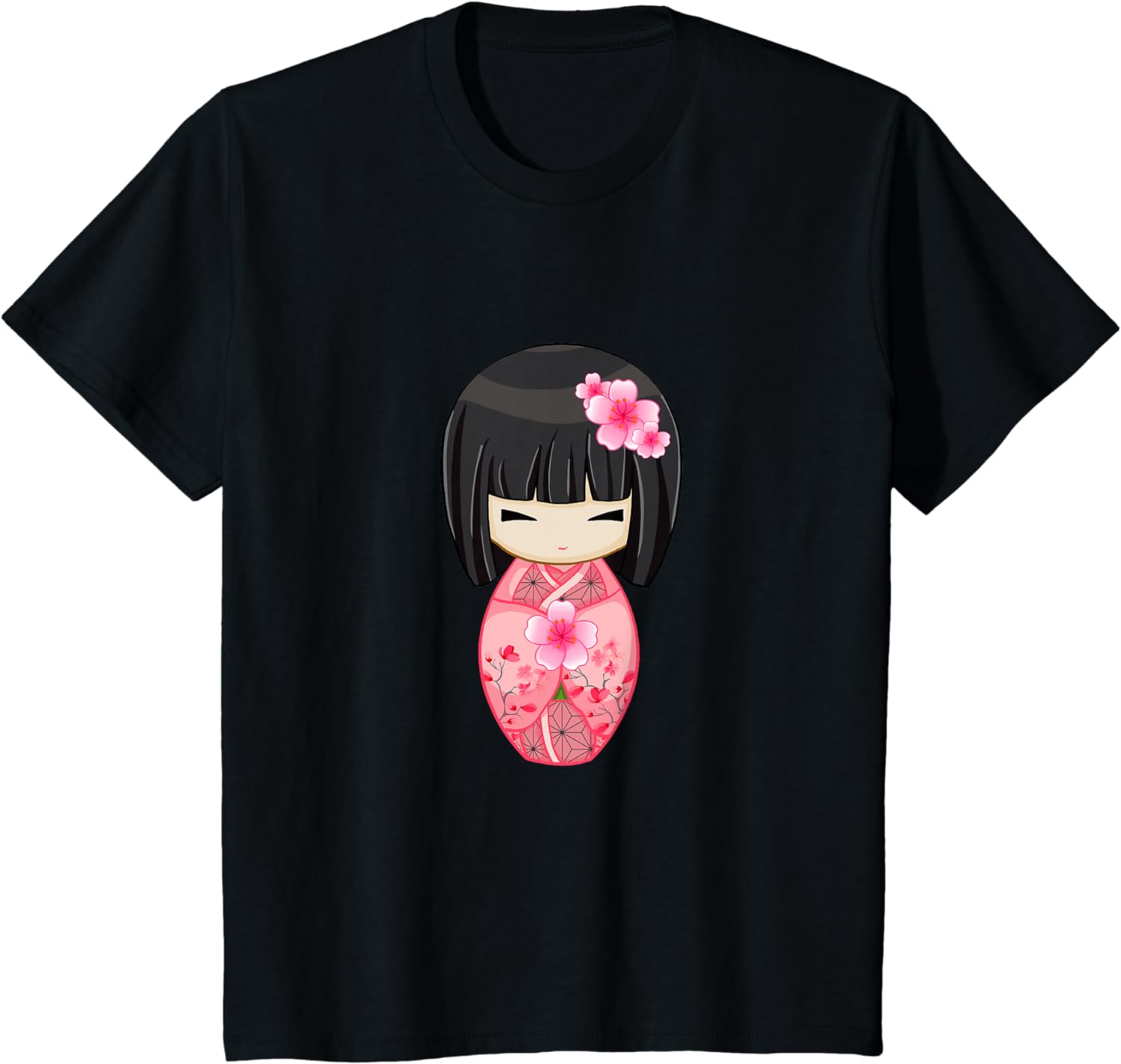 

Cherry Blossom Geisha Japanese Kokeshi Doll T-Shirt for Women Girls Graphic T Shirts Summer New Aesthetics Women Tee Shirt - ... 5XL різнокольоровий