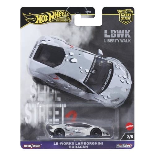 Hot Wheels Car Culture Slide Street Liberty Works Lamborghini Huracan Vehicle Toy Miniature Car for Ages 3 and Up, White, HKC84