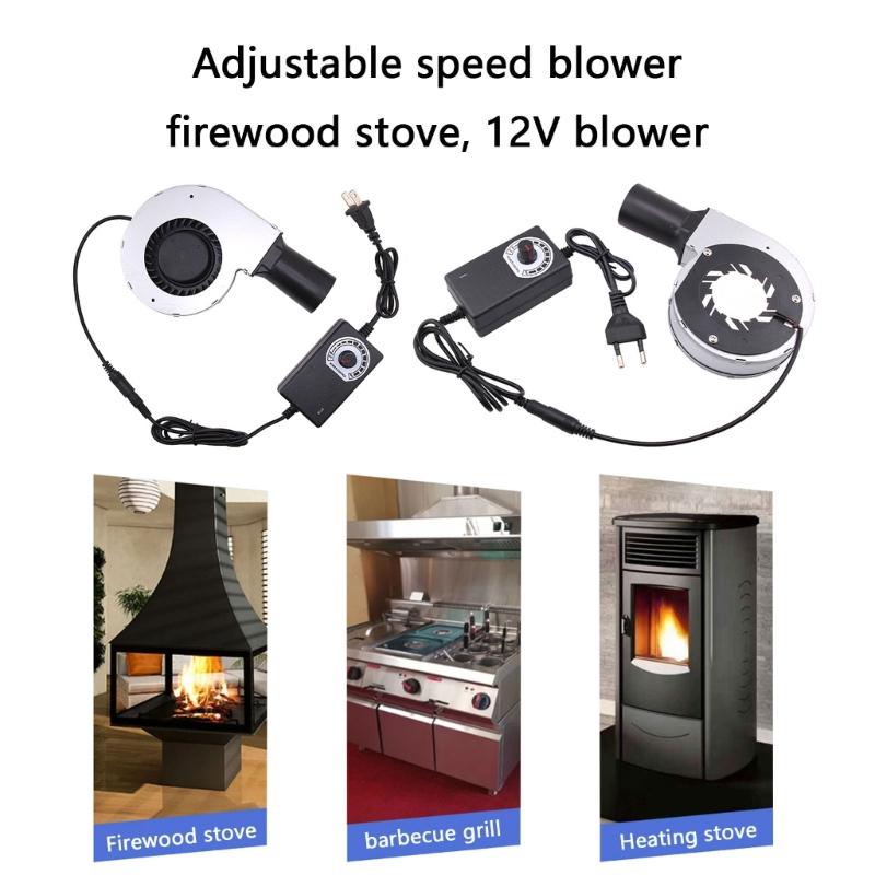 Ventilator suflantă de aer 12V 2A cu instrument de control al vitezei reglabile pentru grătare BBQ și sobă pe lemne suportă intrare 100V-240V