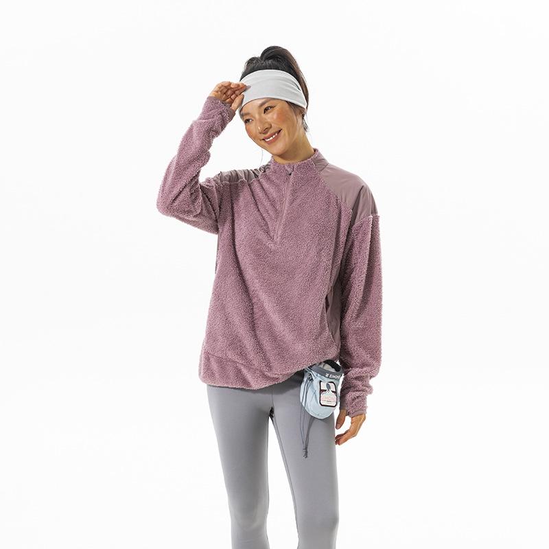 Unisex Loose-Fit Half-Zip Stand Collar Winter Sweatshirt Large