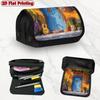 1pc Musical Family Design Double Layer Flip Pencil Case-Multi Layer Flip Cover Design, Storage Bag, Zipper Closure, 2D Flat Printed, Suitable for Scho