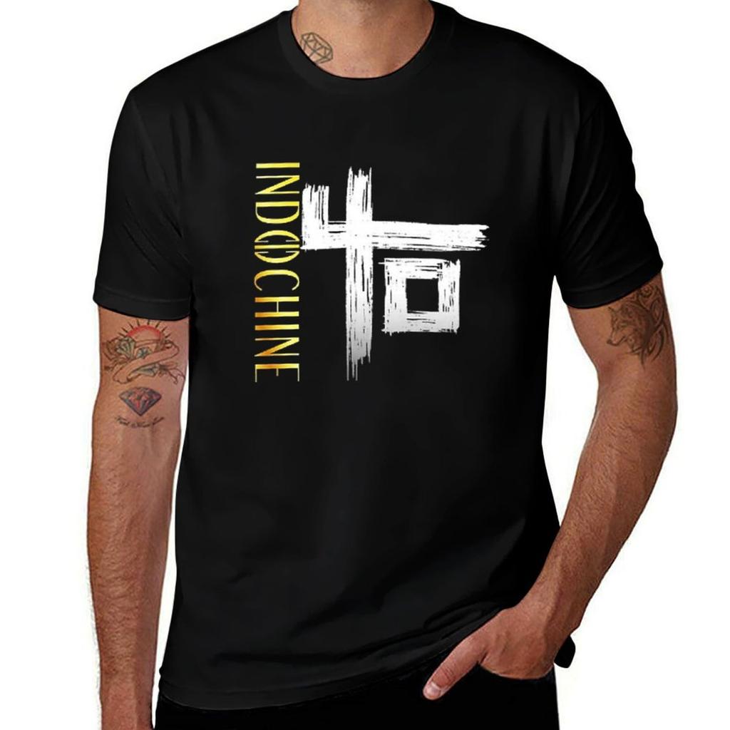 of Indochine band logo2 exselna Genres: Rock, ?wave T-Shirt Casual Short Sleeve Top