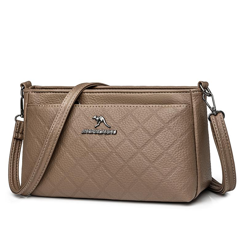 Umhängetasche Mittleren Alters Mutter Tasche Damen Weiches Leder Große Kapazität Mehrschichtige Umhängetasche Handytasche