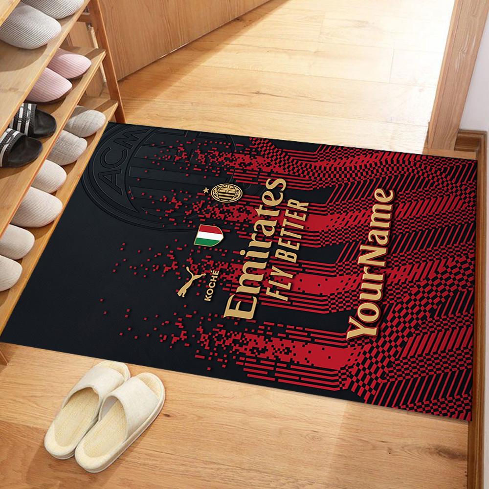 Ac Milan Personalized Name Area Rug Perfect for Foyer Playrooms Game Room Balcony Antislip Carpet Decorate Offices Perfect Gift for Friends & Family
