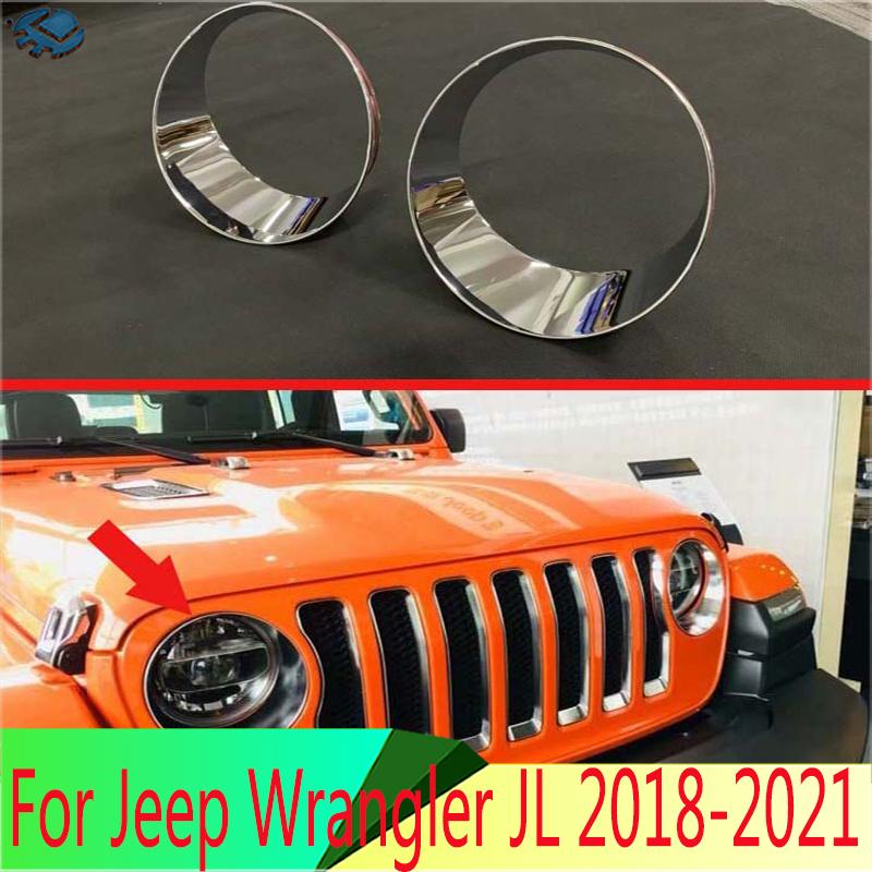 For Jeep Wrangler JL 2018- ABS Chrome Front Head Light Headlight Lamp Cover Trim Molding Frame