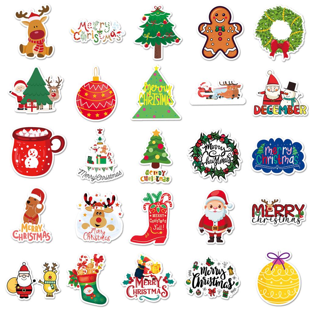 100 Christmas Cartoon Stickers, Christmas WaterproofDecoration, Guka Material, And Epoxy Resin Planner Stickers