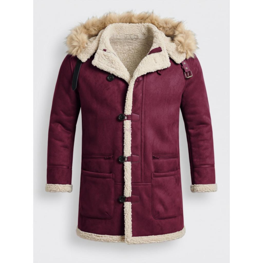 Men's Winter Thickened Hooded Suede Jacket, European American Street Style Outerwear for Cross-border