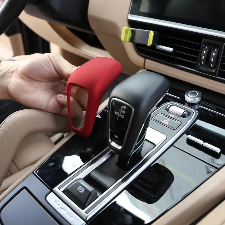 ABS Matt Balck/Carbon Fiber/Red Car Interior Gear Shift Gear Head Cover Trim For Porsche Cayenne 2018-2023 Auto Accessories