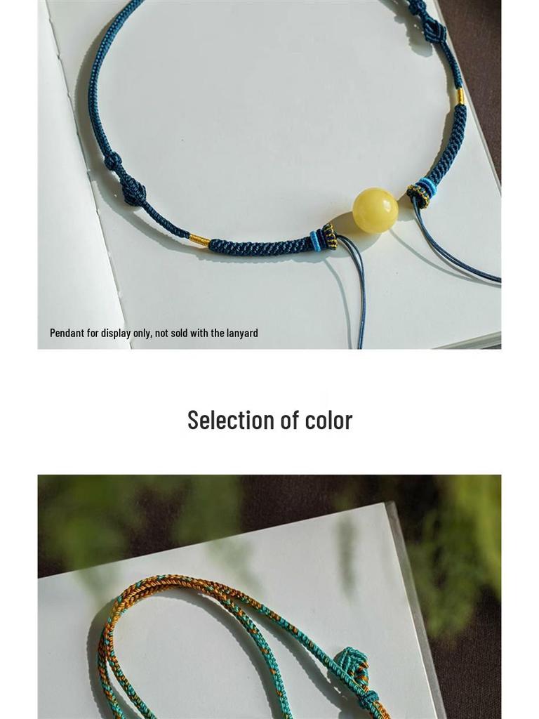 Hand-Woven Amber Turquoise Dzi Bead Sweater Chain for Men and Women