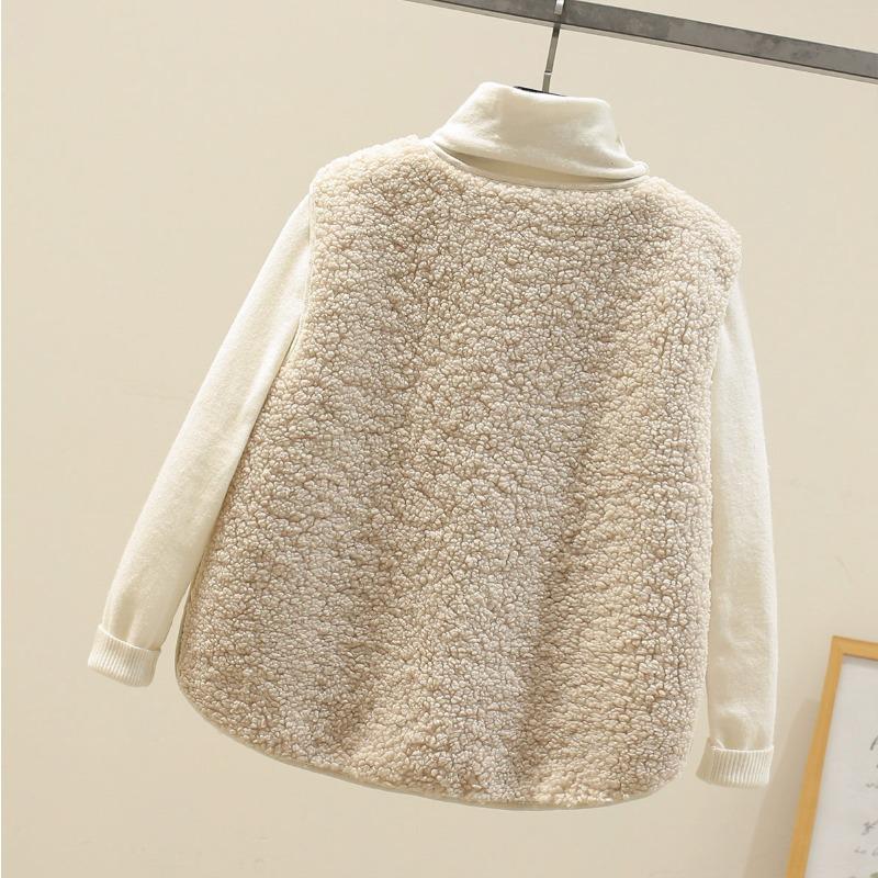 Lamb Wool Vest Women's Short Autumn and Winter New Fur Integrated Vest Granular Plush Vest Jacket