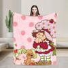Erdbeer-Shortcake-Mädchen Rosa Decke Qualitäts-Warme Überwurfdecke Winter-Picknick Couch Sessel Schlafsofa Flauschige Tagesdecke
