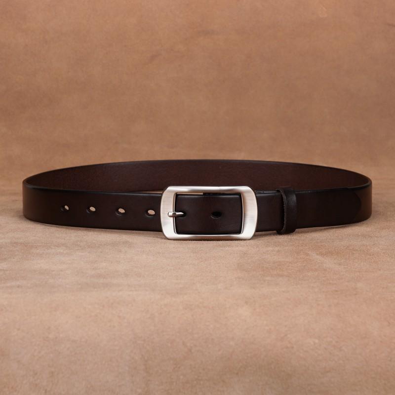 Genuine Leather Belt Women Men Slim 2-4cm Width Classic Black Coffee Adjustable 100-110cm Alloy Pin Buckle Casual